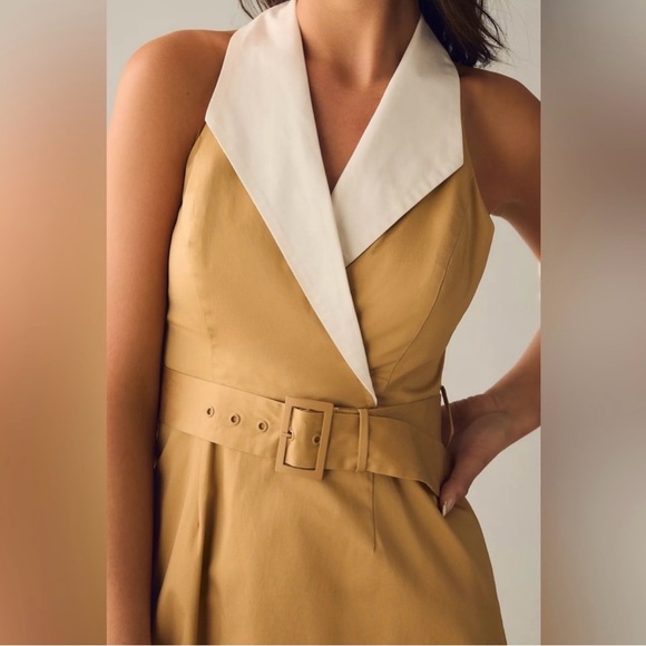 Anthropologie Hutch Sleeveless Collared Dress in Tan size 0 - Picture 5 of 9